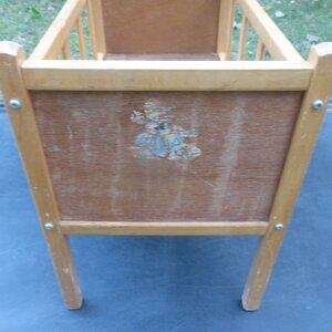 BS - Old DOLL CRIB Doll Display Vintage Doll Collection vintage Wood Toy Box